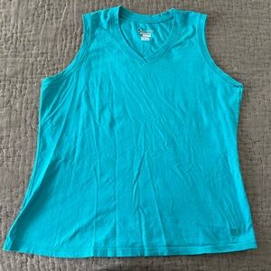 Champion Aqua Blue V Neck Tank Top Size Large Basic Workout Activewear
